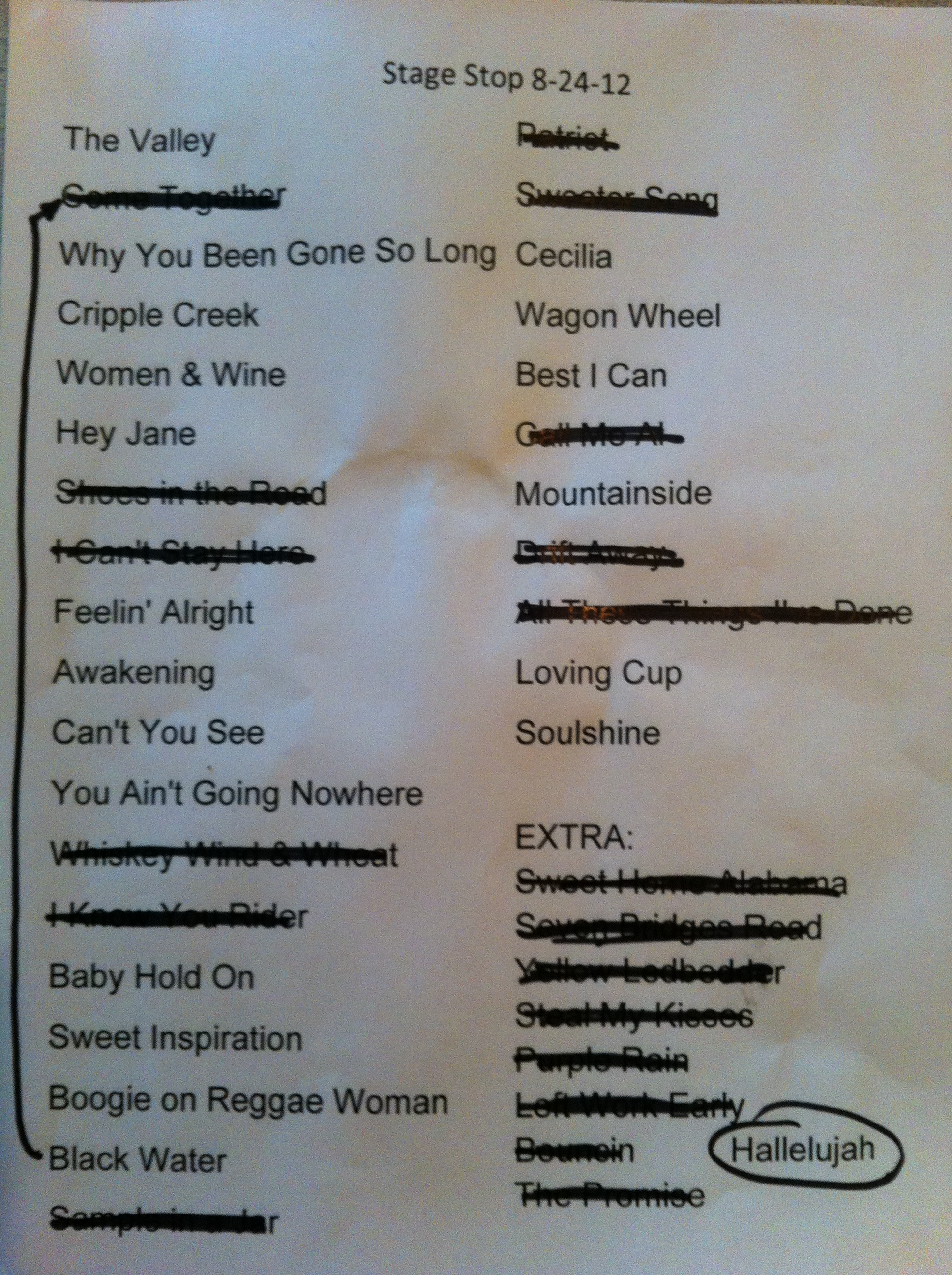 Stage Stop Set List 8-24-12
